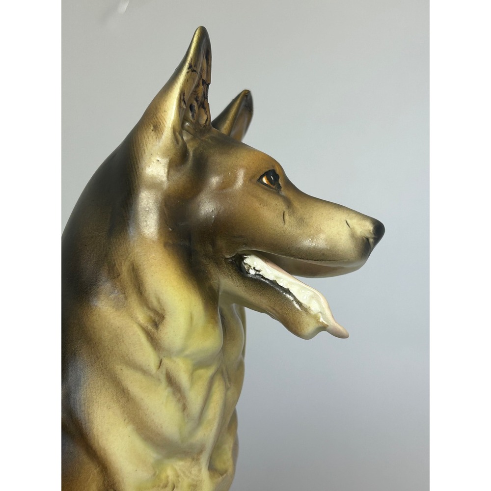 Vintage Ceramic German Shepherd Dog Figurine Made in Japan Hand Painted Repaired - Picture 10 of 16